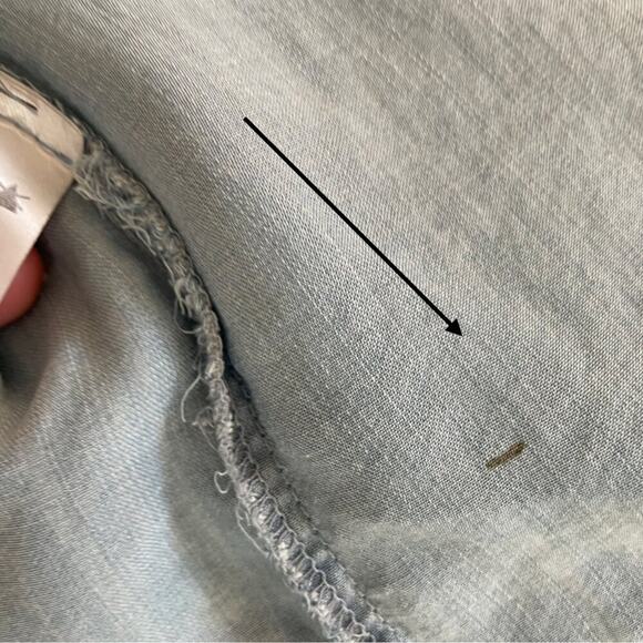 Paper Crane Denim Look Bell Sleeve Light Wash Flowy Boho Dress Size M - Picture 11 of 11